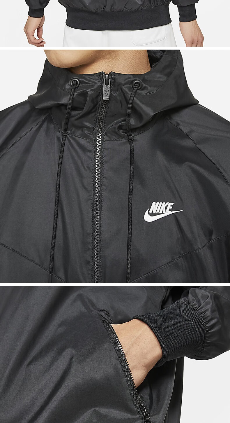 NIKE Men's Spring And Summer Woven Hooded Jacket, Sports Casual, DA0002-135 White XL 2