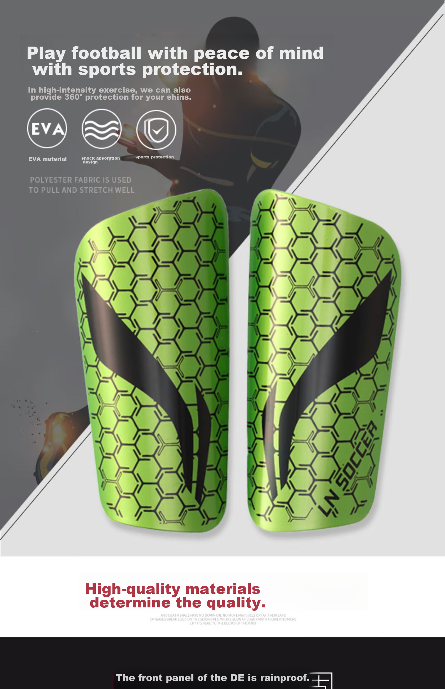 Li-Ning Soccer Shin Guards for Children And Adults, Protective Leg Guards for Competition And Training, Professional Protective Equipment for Men, Red Size L 15