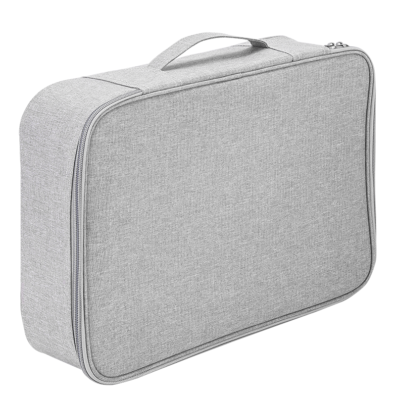 Deli Document Organizer, File Classification Storage, Large Capacity Handheld Waterproof And Dustproof, Double-Layer, Gray, 63758