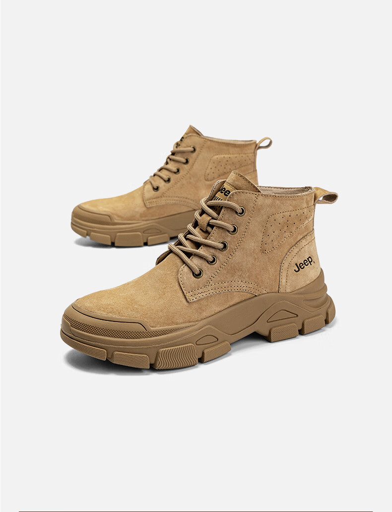 Jeep Martin Boots for Women, Autumn Style, Retro British Fashion, Outdoor Hiking Work Boots, Sand Color, Size 37 5