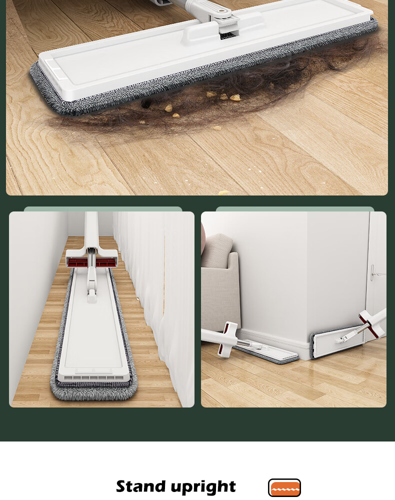 Youjialiangpin Flat Mop, 60CM Handle Length, 156CM Total Length, 3 Cloths Included, Household Use, No Hand Washing Required, Lazy Person's All-In Mop, Office And Commercial Cleaning Tool 6