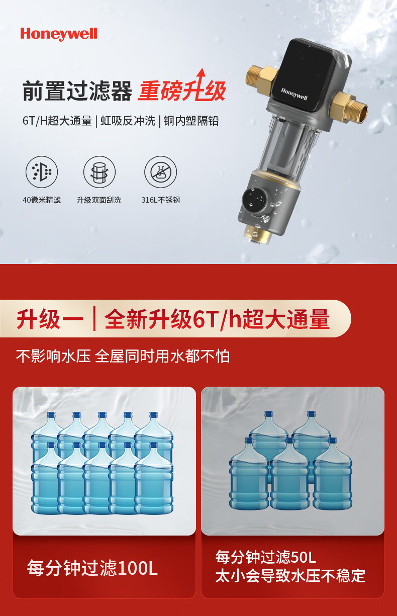 霍尼韦尔 虹吸反冲洗+磨刮 前置过滤器 6T/h大通量 图1