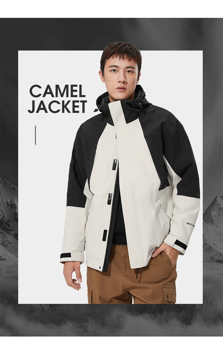 CAMEL (CAMEL) Down Jacket Men and Women Three-in-One Windproof and Warm Fleece Thickened Mountaineering Jacket AA22265453B 4