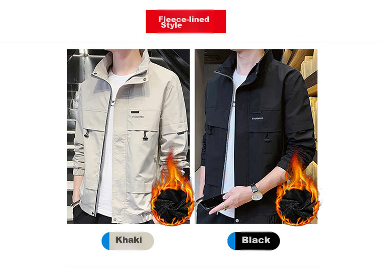 PLAYBOY Men's Jacket, Spring And Autumn Casual Workwear Trendy Outerwear, Black - 4XL 11