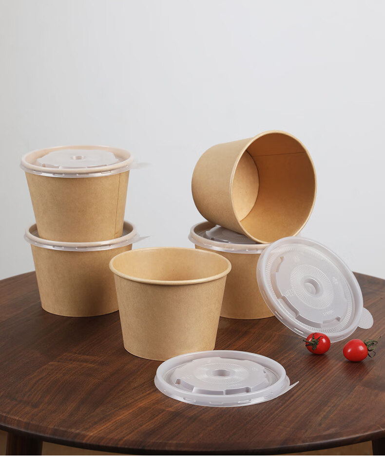 Fangcaodi Disposable Paper Bowls, 750ml*50 Pieces, Bamboo Fiber Takeout Boxes, for Sweet Porridge, Sour And Spicy Noodles, Instant Noodles, Picnic Use, without Lids 8
