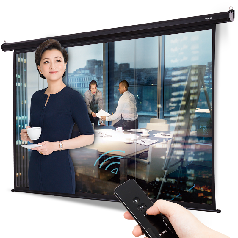 Deli 120-Inch 16:10 (Compatible with 16:9) Remote Control Electric Projection Screen, Compatible with Jianuo, XGIMI, Dangbei Projectors, Projector Screen 50443