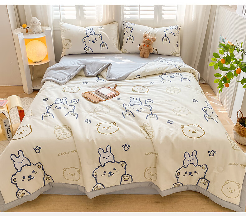 Nanjiren Cotton Summer Quilt A-Class Antibacterial Thin Blanket 1.5m x 2m Washable Single Air-Conditioning Quilt Summer Quilt Core 11