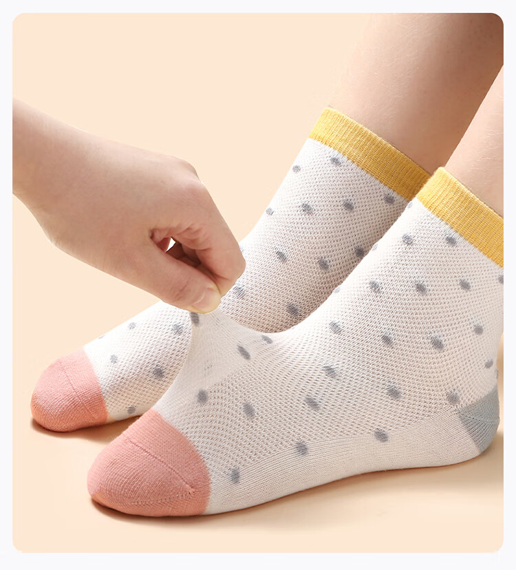 LangSha Children's Socks, Girls' Spring And Summer Cotton Mesh Mid-Calf Socks, Breathable Thin Socks 11