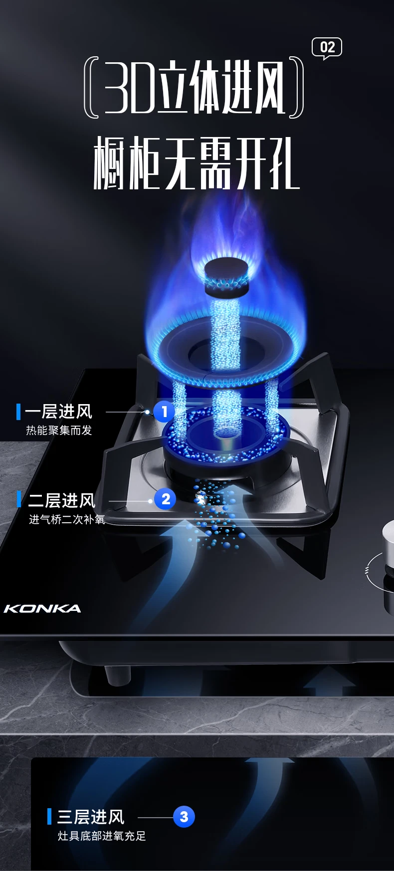 Konka KONKA Gas Stove Double Stove 5.2kW Large Firepower Stove Household Desktop/Embedded Compatibility Chassis JZT-B500F Natural Gas Konka KONKA Gas Stove Double Stove 5.2kW Large Firepower Stove Household Desktop/Embedded Compatibility Chassis JZT-B500F Natural Gas