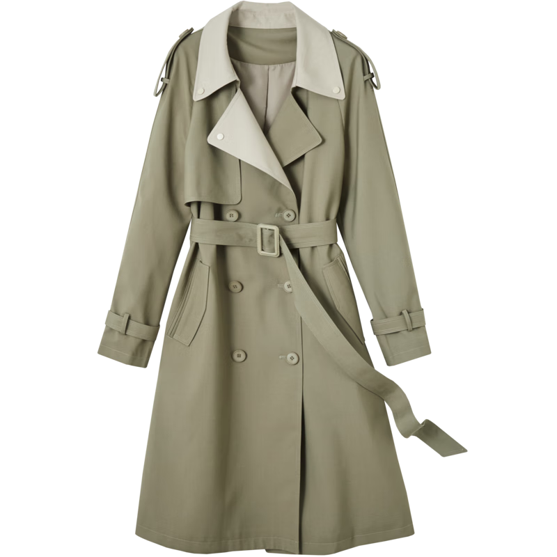 Dme [Suit Collar Trench Coat], Spring And Autumn Commuter Double-Breasted Straight Trench Coat, Women's Long Style