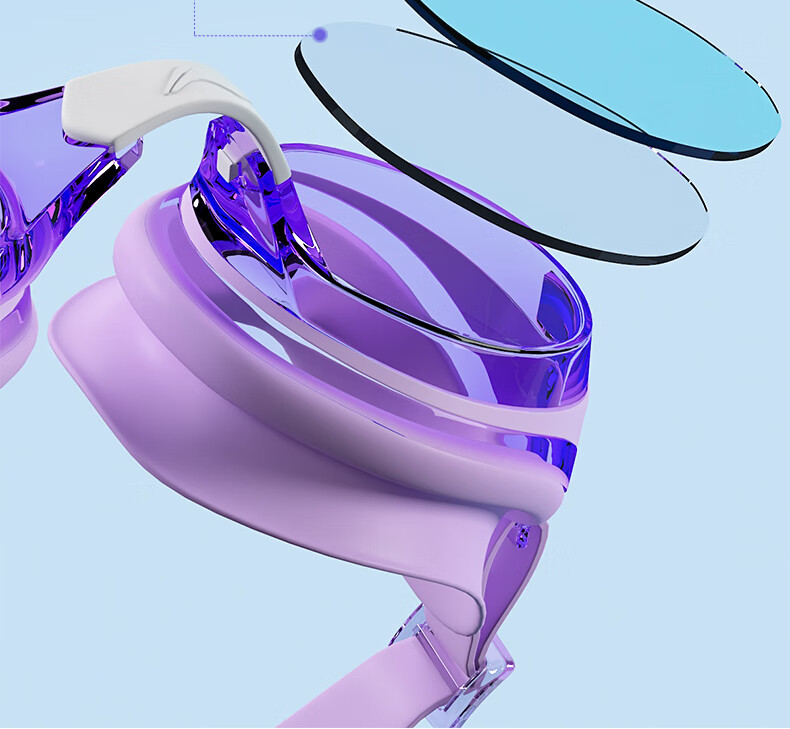 LI-NING Waterproof Anti-Fog HD Clear Swimming Goggles Large Frame Unisex Adult Kids Diving Swimming Gear LNJT215-14 Lilac Purple 9