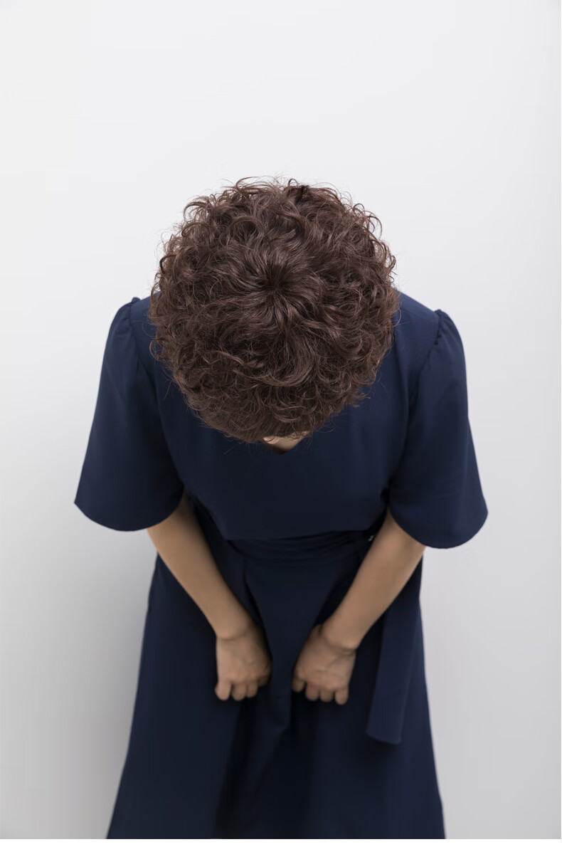 Baisitang Women's Short Wig, Real Hair Wig Set, Natural Full Head Wig for Middle-Aged And Elderly Mothers, Short Curly Hair to Cover Gray 7