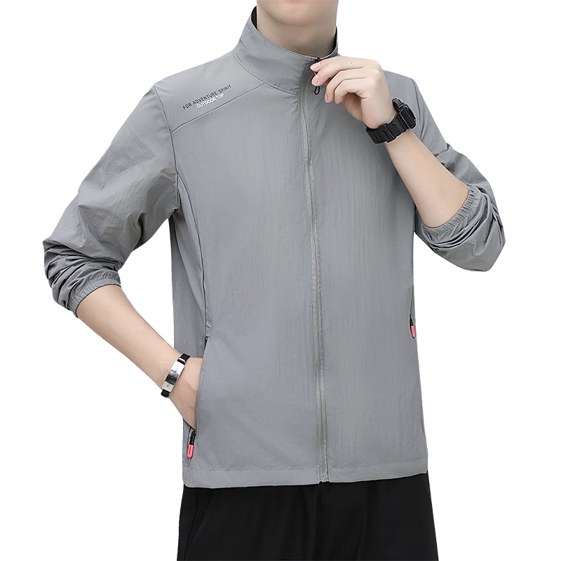 ROMON Sun Protection Jacket for Men, Ice Silk Loose-Fitting Skin Coat, Trendy Breathable Outdoor Jacket, Men's Clothing 3031, Dark Gray, L