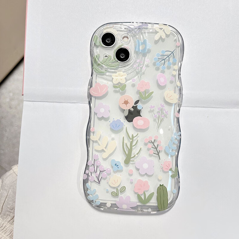 Jiangming Wave Airbag Ultra-thin Lens Full Coverage Anti-fingerprint Anti-fall Clear Fresh Fairy Soft Shell with Hand Strap for Apple 13 Phone Case 6