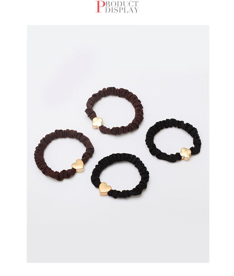 CHIMERA 4 Ponytail Hair Ties, Simple Glazed Heart-Shaped Hair Bands, Hair Ties for Women, Mid-Autumn Festival Gift 5