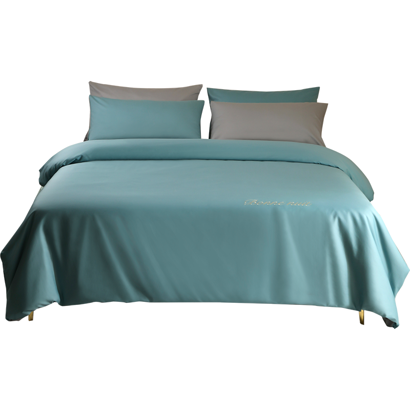 Dohia Pure Cotton Bedding Set of Four Pieces, 60-Count Pure Cotton Embroidered Bed Sheet And Duvet Cover Set, Bedding Kit for 1.8-Meter Bed, 229*230cm
