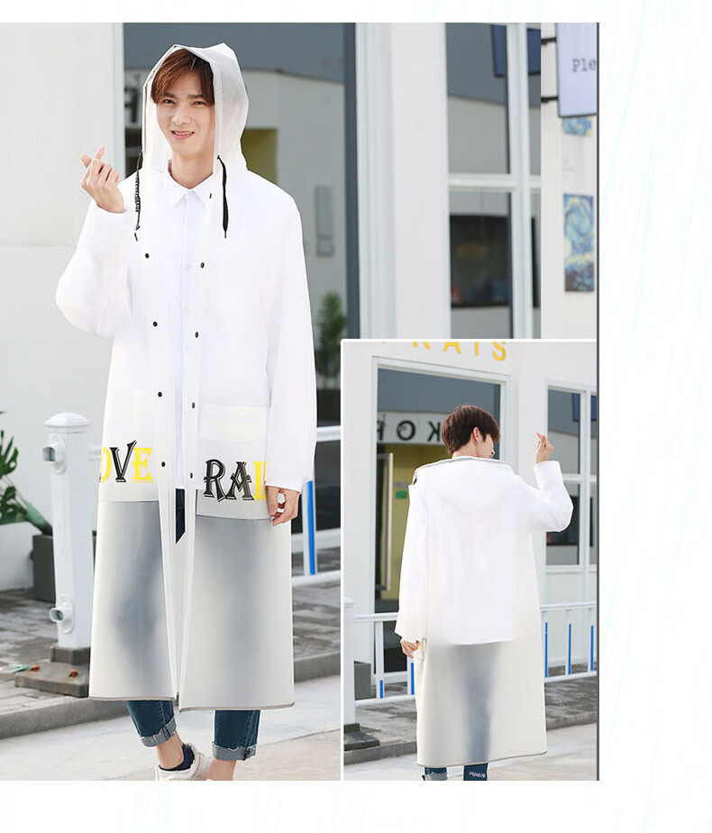 Nolansen Adult Raincoat Semi-Transparent Frosted Hooded Thickened Outdoor Hiking Reusable Rain Poncho Size L 11