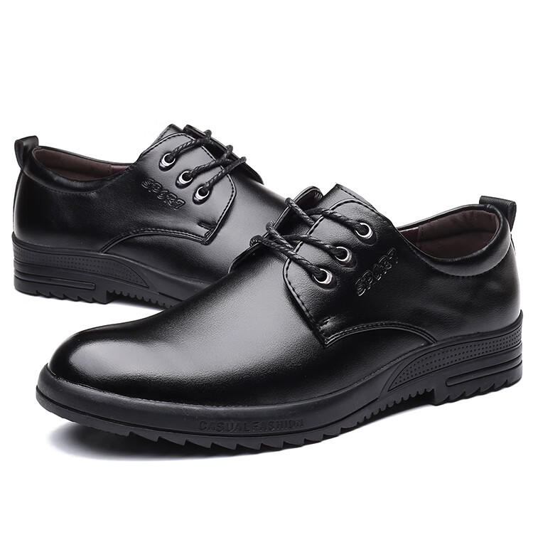 BEIOUTU Men's Business Casual Leather Shoes, Formal Comfortable Low-Top Lace-Up British Style Men's Shoes, 581 Black, Size 43 9