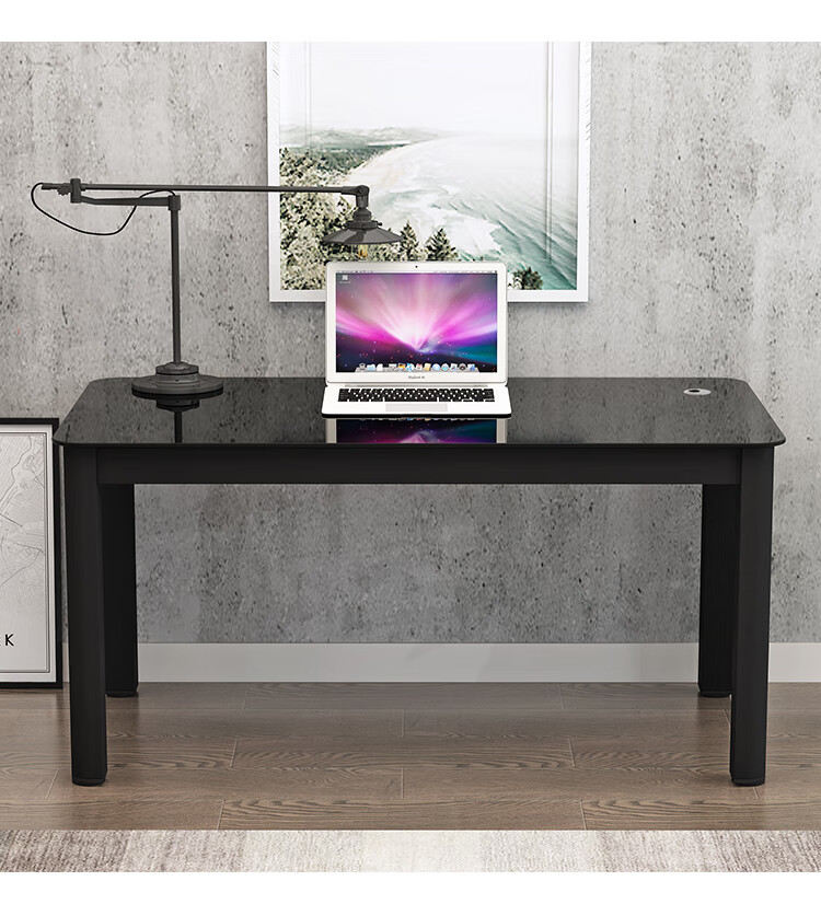 Fanshe Computer Desk, Minimalist Modern Design with Cable Grommet, Glass Desk for Study, Office, Home Use, Dual-Purpose Desk for Dining Room 16