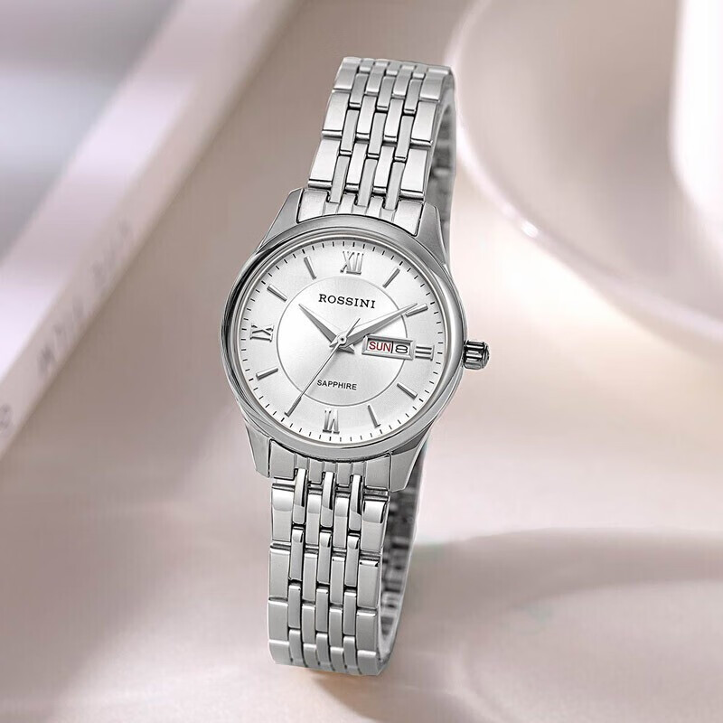 罗西尼（ROSSINI）手表女 生日礼物商务日历皮带女士石英表白盘618574