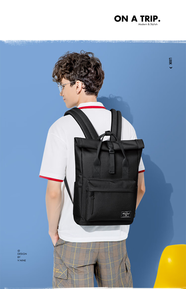 V.NINE Backpack, Large Capacity Travel Bag for Men And Women, 14/15 Inch Laptop Bag, Student Bookbag, Couple's Backpack 1