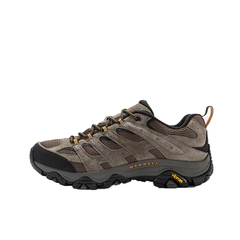 Merrell MOAB3 Hiking Shoes, Outdoor Sports Climbing Shoes for Men, Vibram Outsole, Non-Slip, Wear-Resistant, Breathable, Winter Season, Brown And Yellow, Size 43