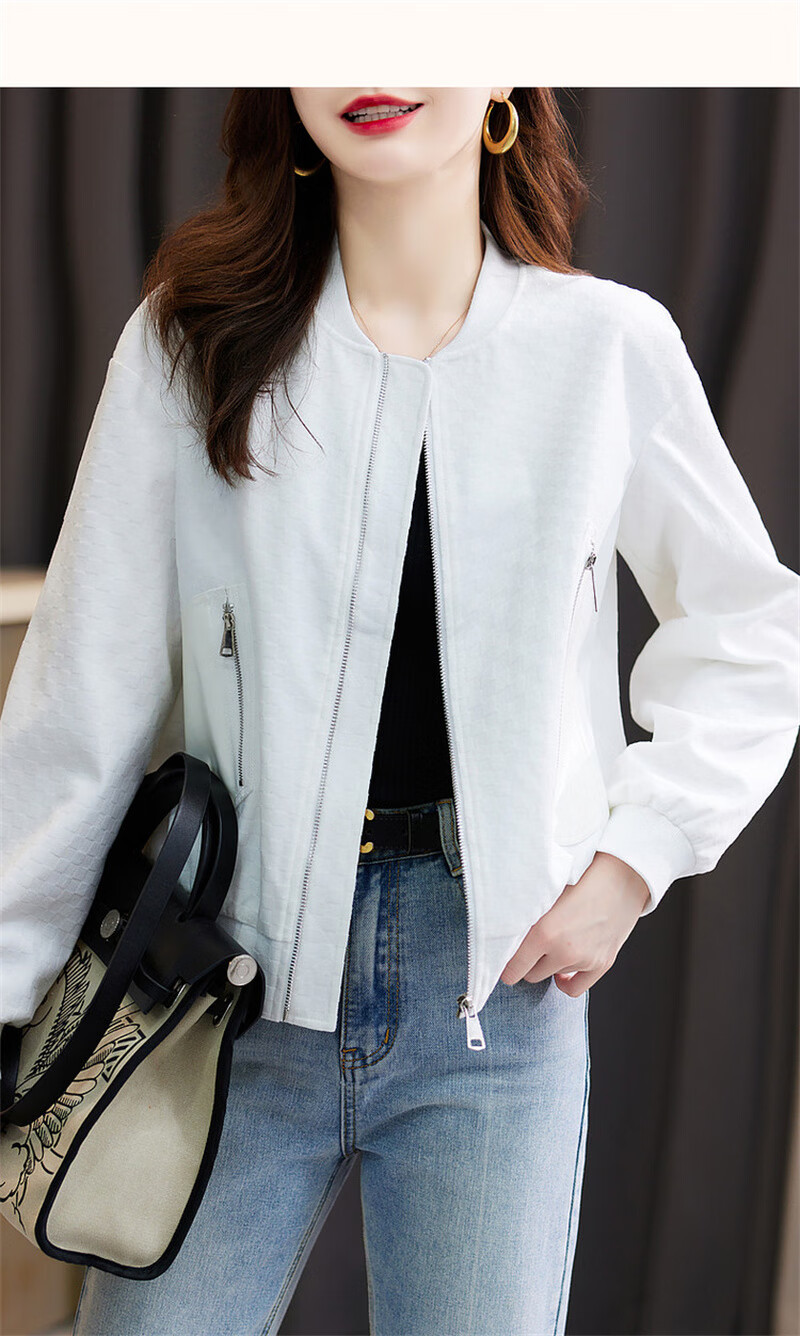 Dme [Outdoor New Fashion] Spring And Autumn Commuter Baseball Collar Lightweight Bubble Texture Stylish Versatile Jacket for Women, Short Style 28