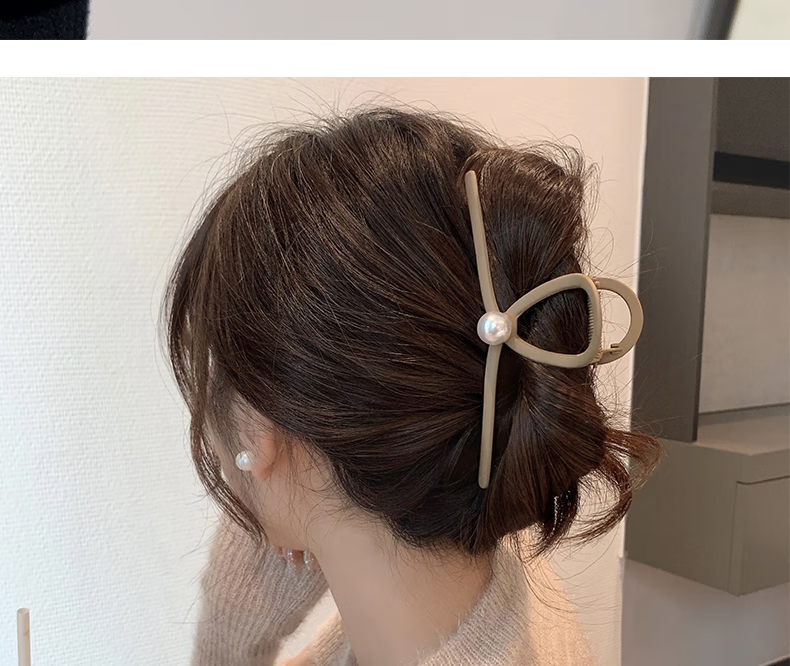 Xiangwan Hair Clip, Large Hair Claw, Matte Hair Grip, Elegant Feel, Thick Hair, Pearl Shark Clip for Wome 8
