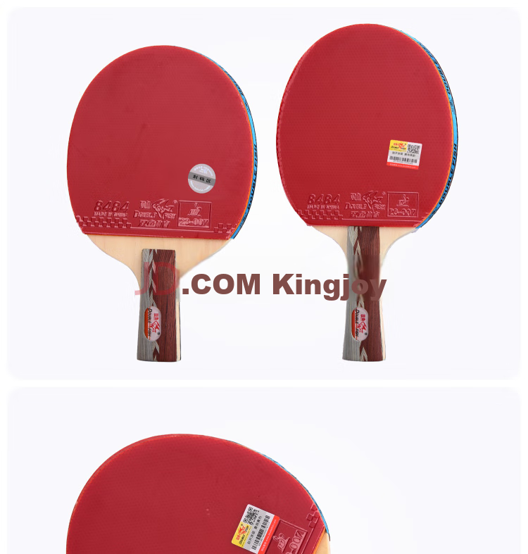 DOUBLE FISH Table Tennis Racket Double Pair Set Straight Handle Penhold Grip 4D Four-Star Soldier Table Tennis Racket 2 Pieces with 6 Balls Included 5