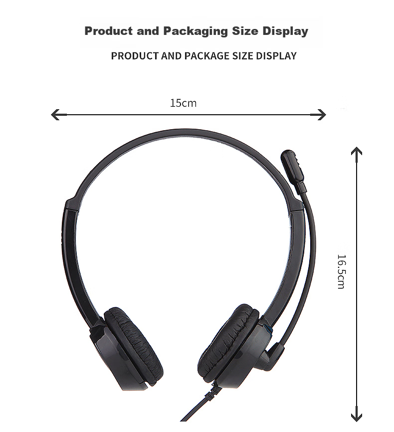 DANYIN BH69 Headset, Computer Headphones, Business Office Call Center Telemarketing Customer Service Headset with Recording Function, Online Class English Learning, Single Ear Black with Dual Plug-I 18