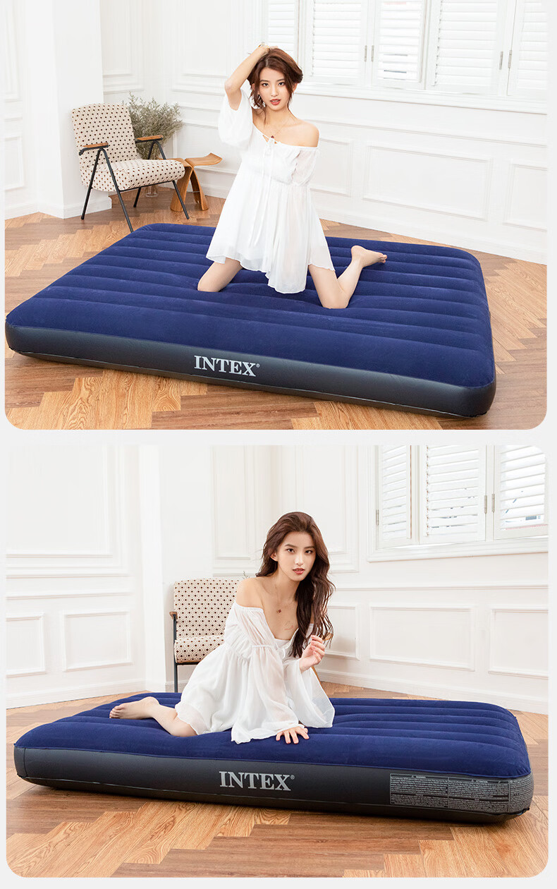 INTEX Three-Person Extra-Large Inflatable Car Mattress, Camping Ground Sleeping Pad, Moisture-Proof Mat, Lounge Chair 64755N 12