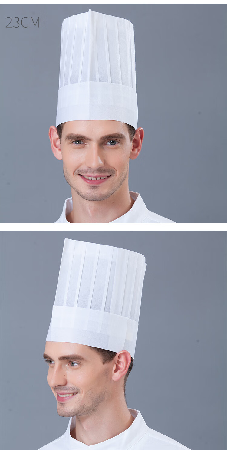 Shangyou Premium Chef Hats Unisex Hotel Mushroom Disposable Kitchen Work Hats Thickened Double-Ribbed White 100pcs 5