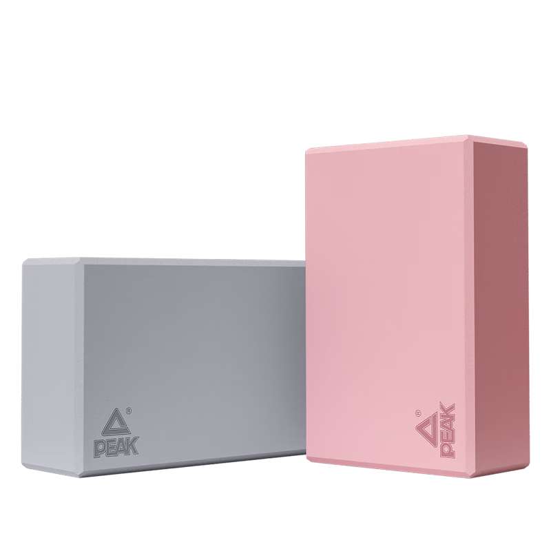 PEAK Yoga Blocks, High-Density Eco-Friendly Dance Blocks, Children's Practice Foam Blocks, Adult Yoga Auxiliary Tools, One Pair in Pink-Gray