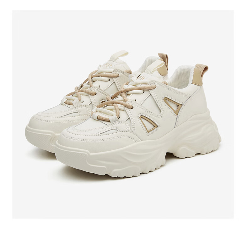DAPHNE Women's Dad Shoes, Versatile Casual Shoes, Height-Increasing Slimming Low-Top Sneakers, 4623101044, Milk Tea Color, Size 36 22