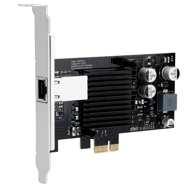 MOGE Desktop POE Network Card with Intel I210 Chip for Server Use, 30W Power Industrial Camera POE Gigabit Ethernet Port PCIE Desktop Single Power Port MC2283