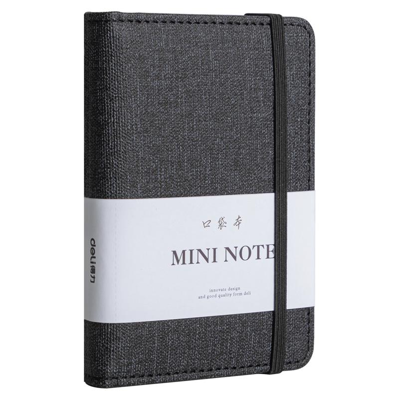 Deli A7/96 Sheets Portable Creative Mini Pocket Notebook Student Small Notepad Black 22235