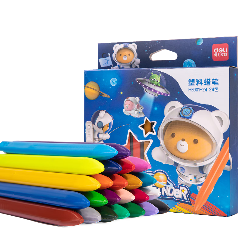 Deli 24 Colors Non-Staining Triangular Dual-Tip Crayons, Washable Children's Oil Pastel Drawing Sticks, Coloring Pens HE901-24, Girls' Children's Gift, Art Education Tools, Graduation Gift
