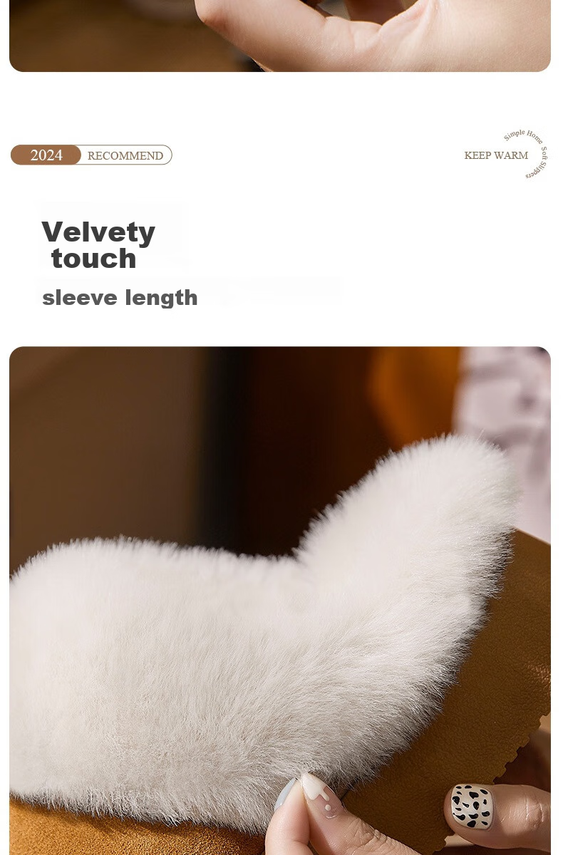 GUOLUOFEI Leather And Fur Integrated Thick Cotton Slippers for Men And Women, Home And Outdoor Wear, Furry Fleece-Lined Warm Couple Style, Gray, Size 42-43 7