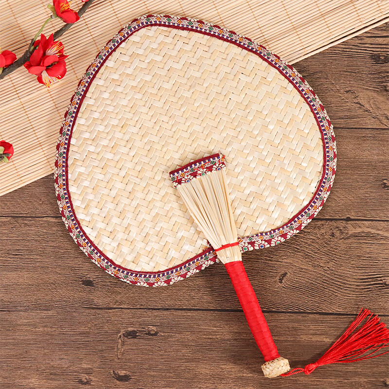TaTanice Woven Rush Fan, Handmade Traditional Large Palm Fan, Men's Banana Leaf Round Fan, Women's Grass Woven Fan, Chinese Style Fa