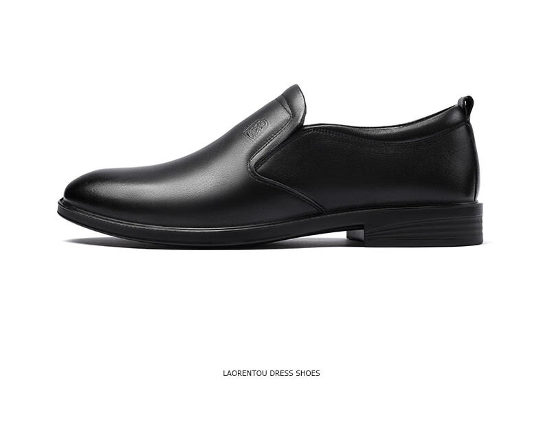 LAORENTOU Men's Leather Shoes, Top-Grain Cowhide Slip-On Business Casual Shoes Driving Shoes Loafers for Men A30305 Black 43 20