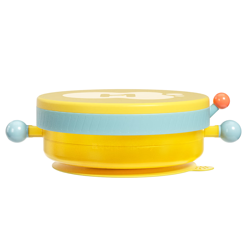 Huangchong Children's Water-Filled Insulated Meal Tray, Baby Constant Temperature Food Plate, Stainless Steel Detachable Compartment Lunch Box, Yellow