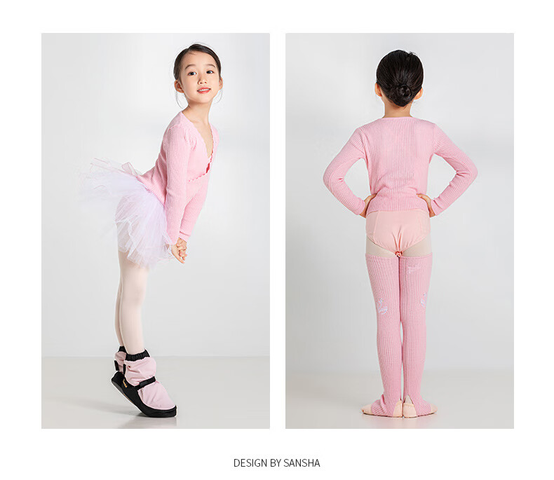 Sansha Children's Dance Sweater, Ribbed Knit Ballet Long-Sleeve Top, Pink, S-M 9