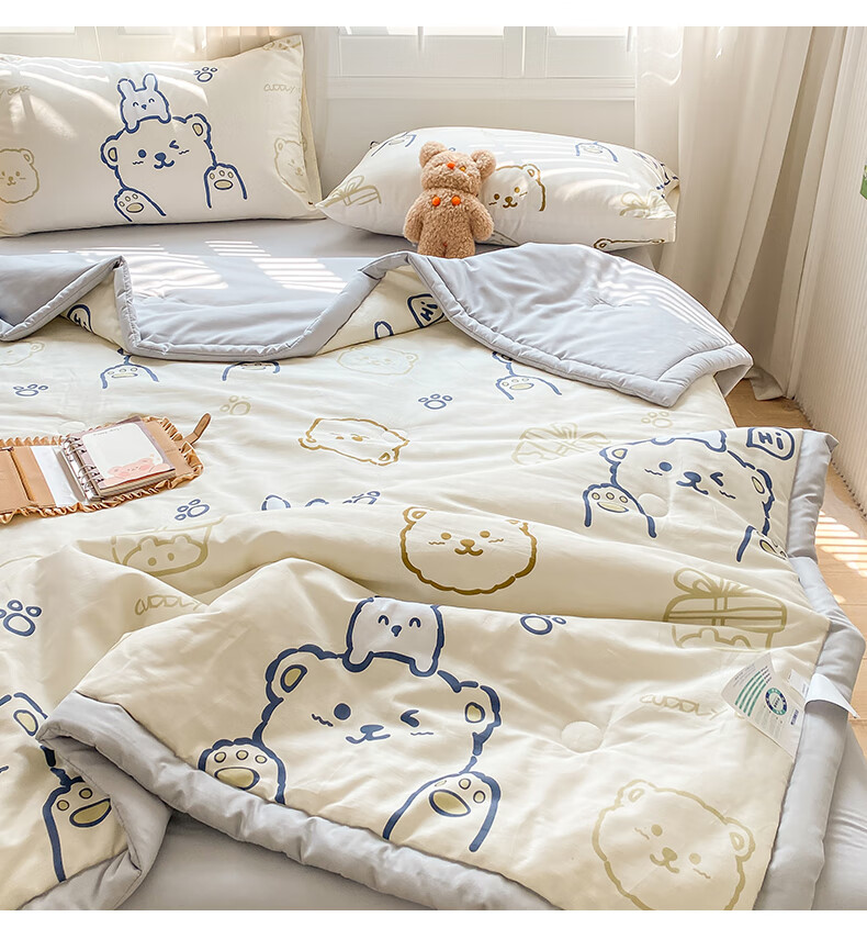 Nanjiren Cotton Summer Quilt A-Class Antibacterial Thin Blanket 1.5m x 2m Washable Single Air-Conditioning Quilt Summer Quilt Core 4