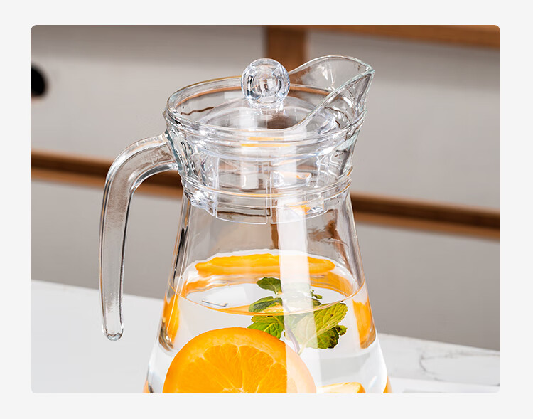 QINGPINGGUO Household Glass Cold Water Pitcher, Beverage Jug, Tea Pitcher, Glass Teapot, 1.3L Capacity, with Randomly Shipped Lid 10