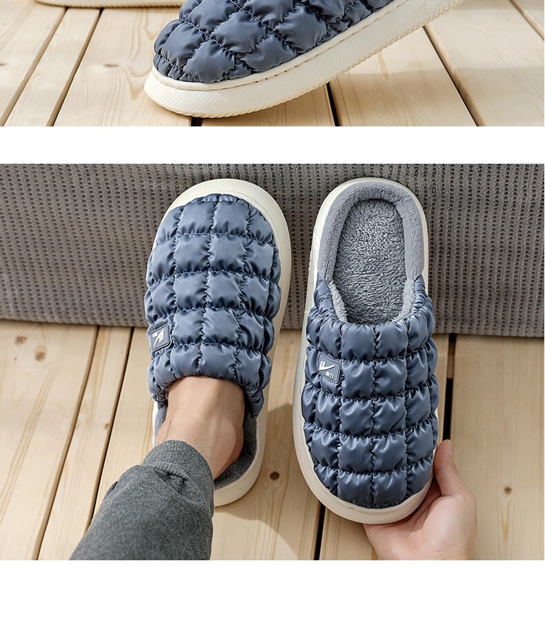 Warrior Soft Glutinous Puff Couple Waterproof Fleece Cotton Slippers Warm Thick Soft Sole Cotton Shoes HL0417 Pink Size 36-37 12
