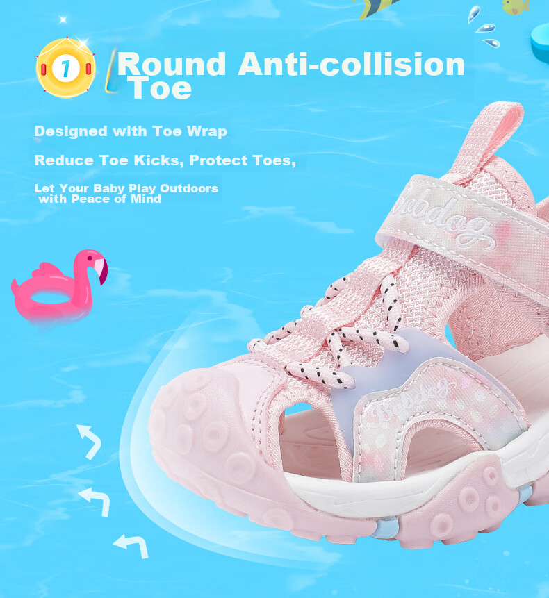 BOBDOG Children's Shoes with Soft Soles And Closed-Toe Design, Summer Sandals for Girls, 105532058, Light Pink, Size 32 6