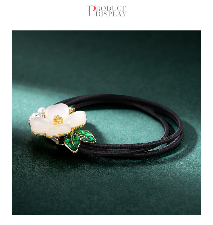 CHIMERA High-End Hair Tie, Cat's Eye Stone Four-Leaf Clover Hair Clip, Ponytail Elastic Band, Birthday Gift for Wome 6
