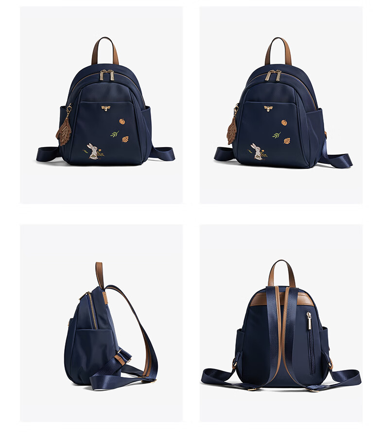 Laifu Xiaomifeng Embroidered Backpack for Women, Korean-Style Fashionable Commuter Travel Canvas Small Backpack 16