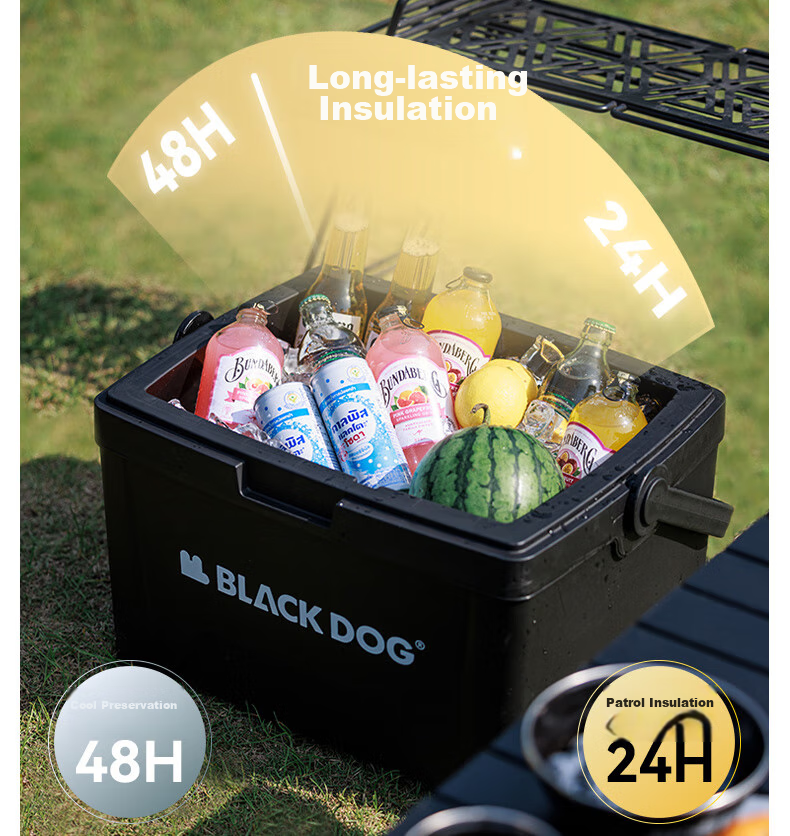 Black Dog Outdoor Cooler Box for Camping, Picnic, Cold Storage, Food Preservation, Takeout And Fishing, 25L Night Black 17