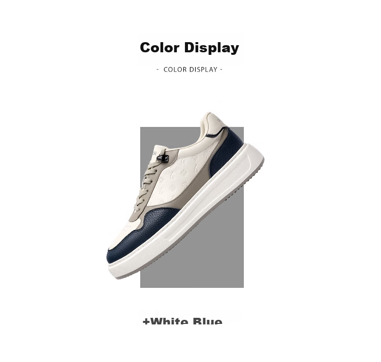 Goldlion Men's Shoes, Casual Sneakers, Lightweight And Comfortable, Classic Versatile Skateboard Shoes, G557430575LBE, White And Blue, Size 39 13